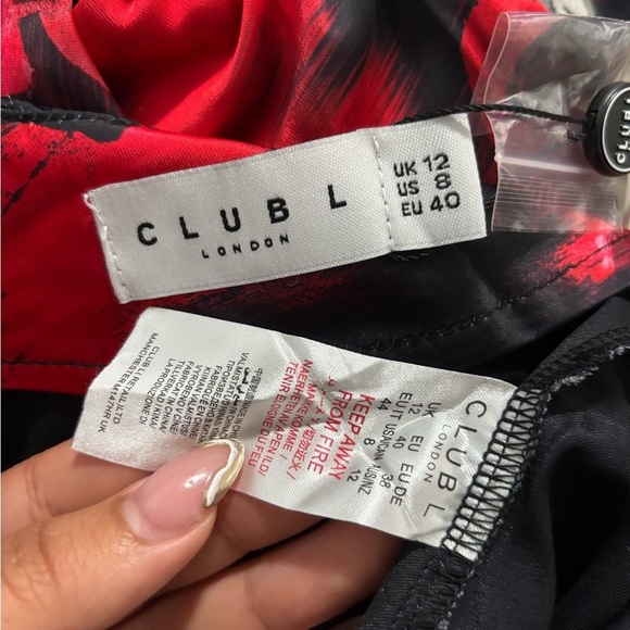 NWT CLUB L LONDON Nasira Black Floral Asymmetric Neck Open Back Mini Dress - Picture 16 of 16